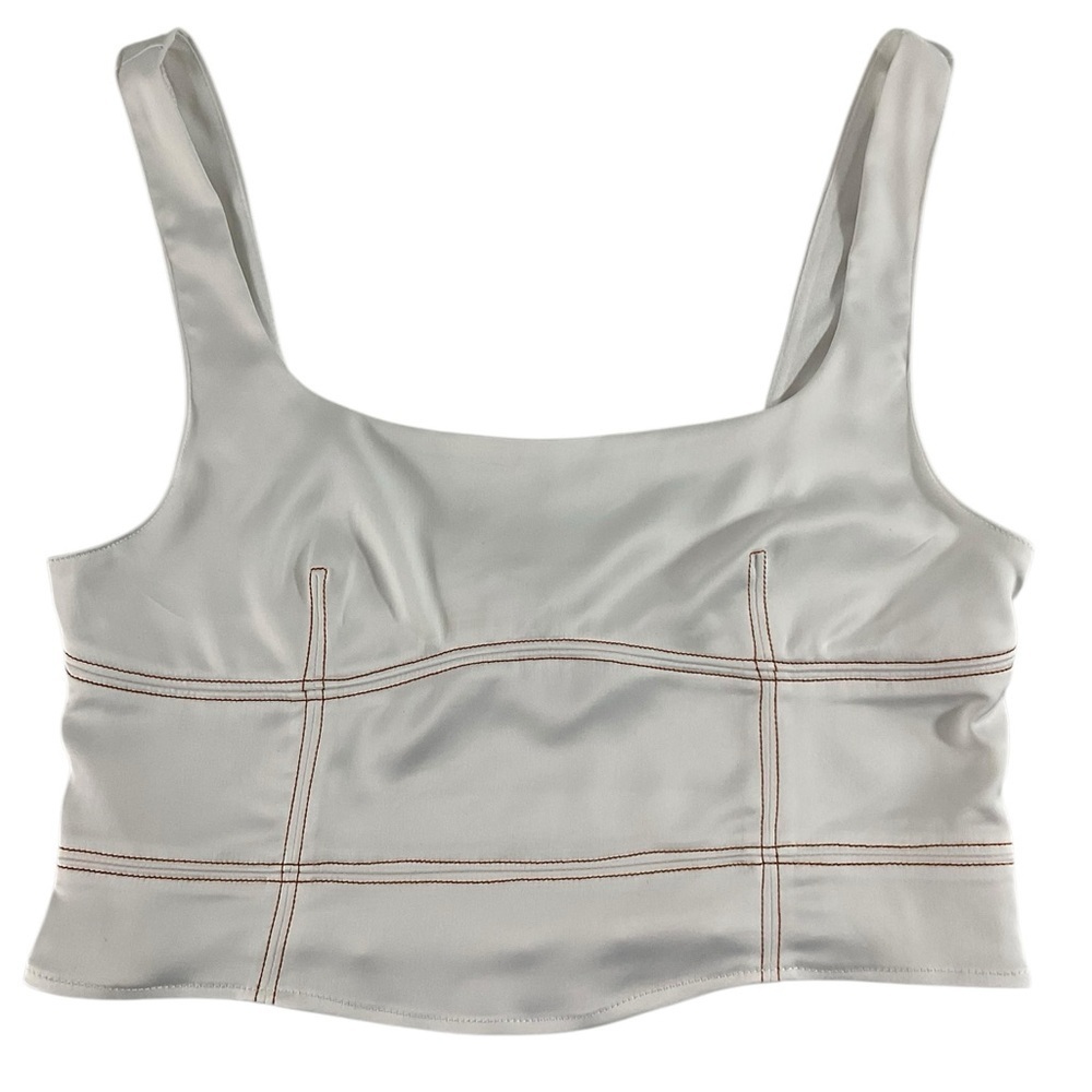 Emory Park White Cropped Tank Top Size Medium Contrast stitching